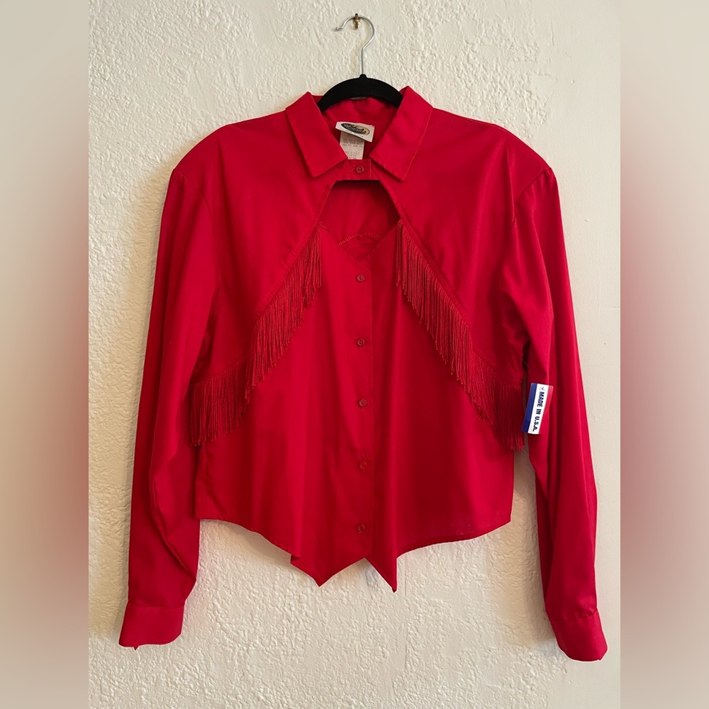 Vintage 80’s Western Collection Cowgirl Rodeo Line Dancing Fringe Shirt NWT XL